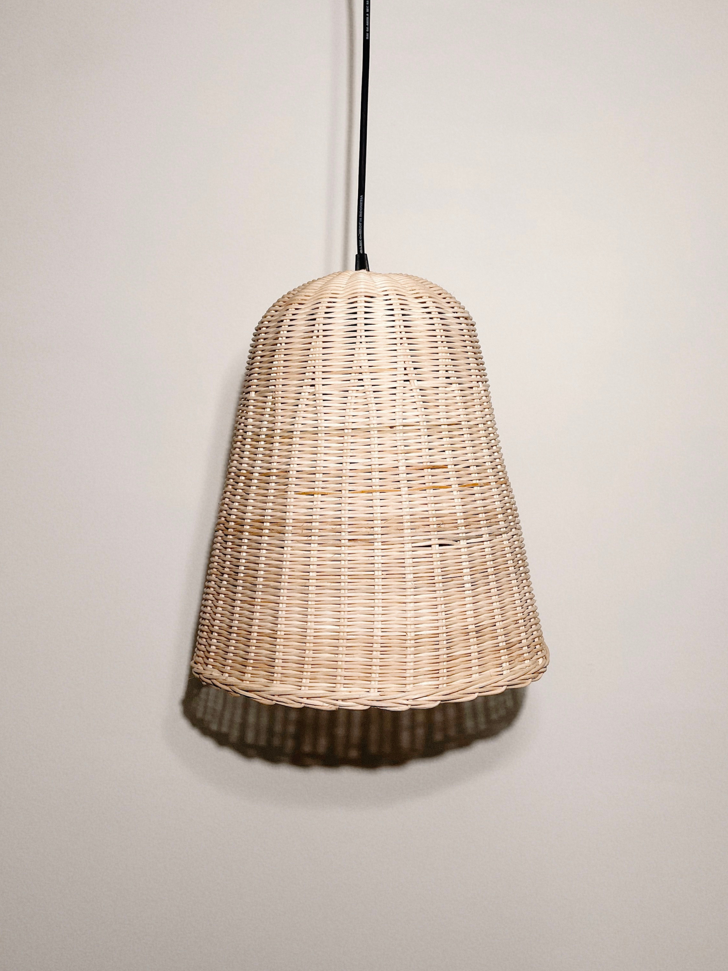 Rattan bell pendant deals light