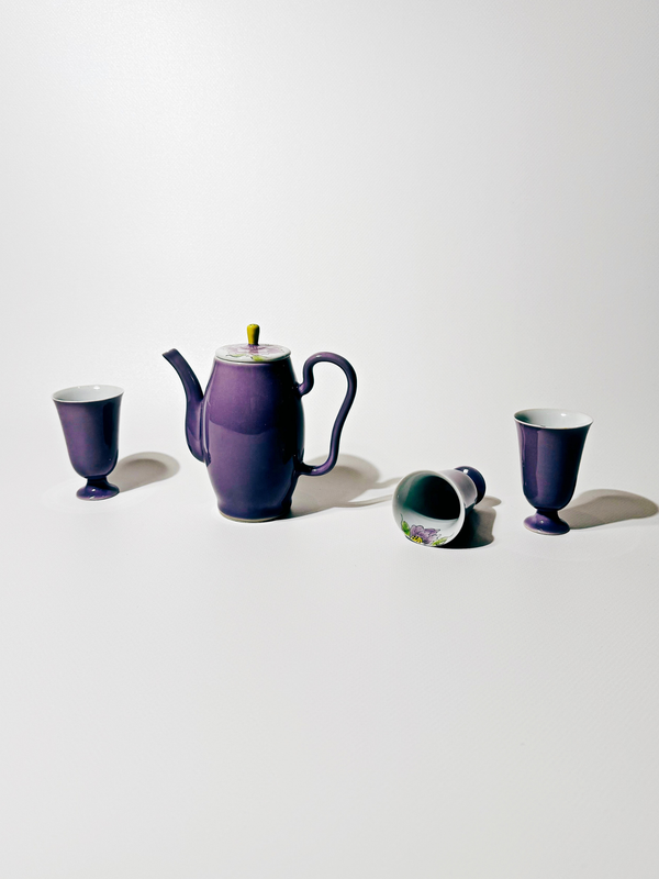 NOS Porcelain Tea Set - Purple